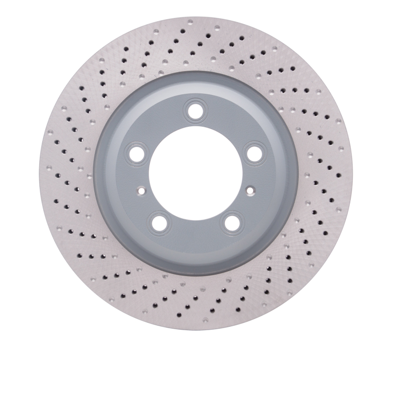 Porsche 911 Brake Rotor (1) - Left Front - R1 Concepts - Drilled Carbon Alloy GeoMET - `12-`16